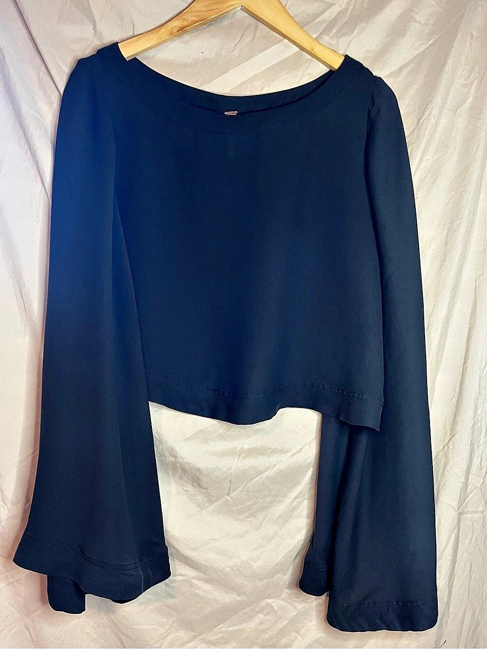 Free People Bell Sleeve Crop Top in Black Size small